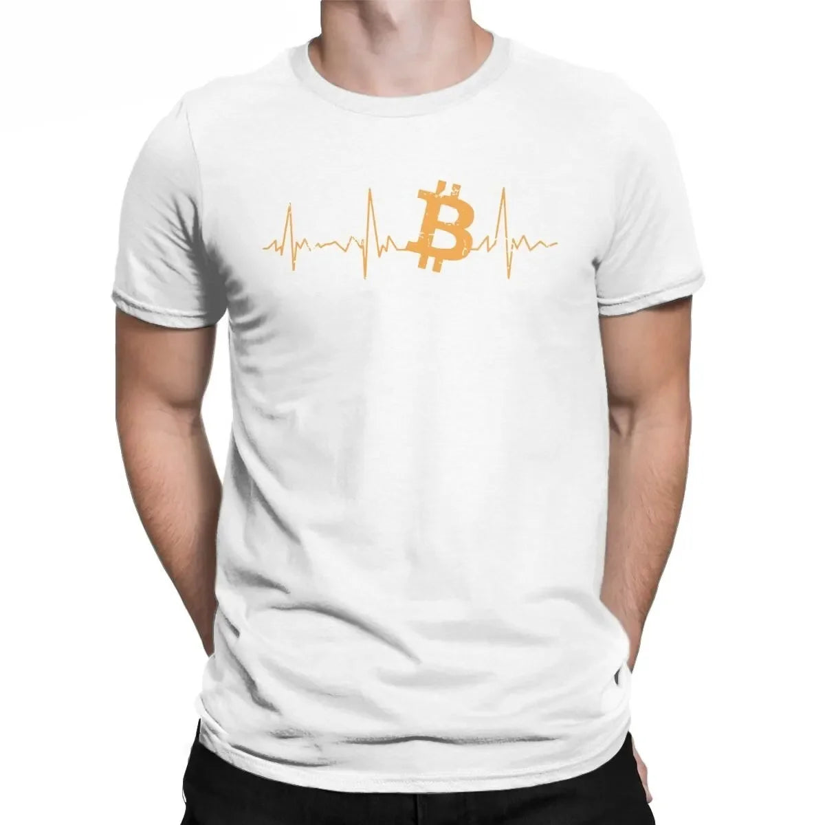 Bitcoin Heartbeat – Crypto Pulse Cotton Tee for Men