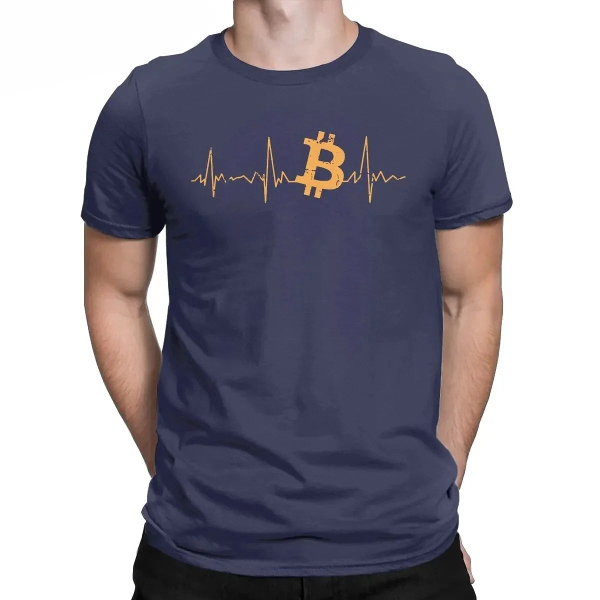 Bitcoin Heartbeat – Crypto Pulse Cotton Tee for Men
