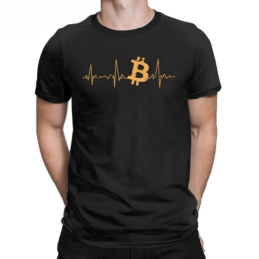 Bitcoin Heartbeat – Crypto Pulse Cotton Tee for Men