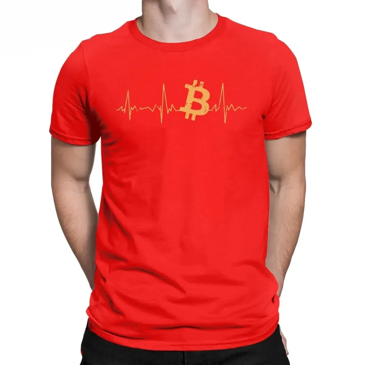 Bitcoin Heartbeat – Crypto Pulse Cotton Tee for Men