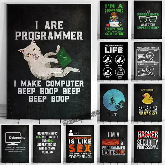 Code & Chaos: Funny Hacking Quote Canvas Collection