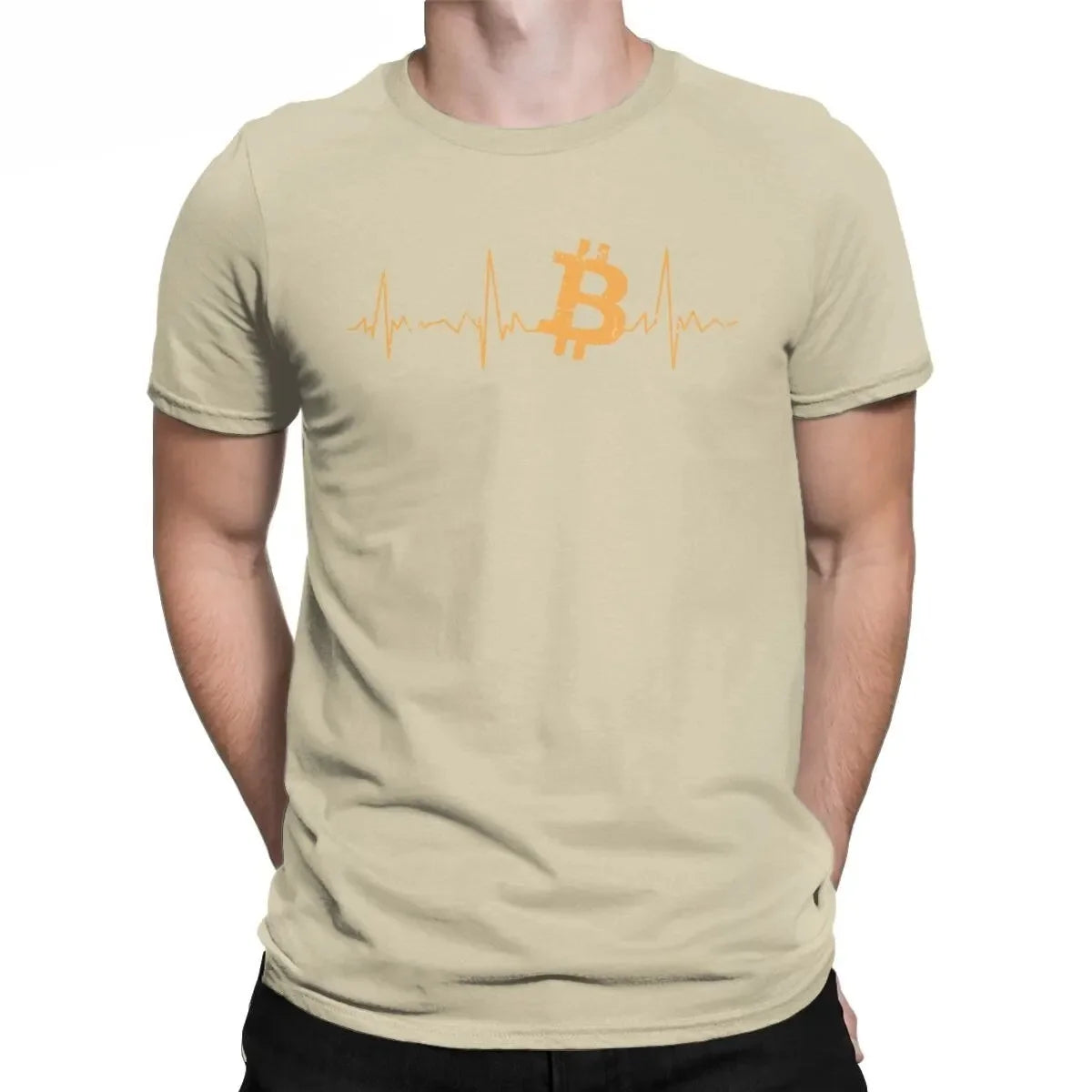 Bitcoin Heartbeat – Crypto Pulse Cotton Tee for Men